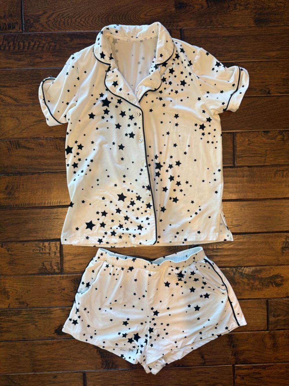 MASON grey jersey short sleeve & shorts pj set in White Stars